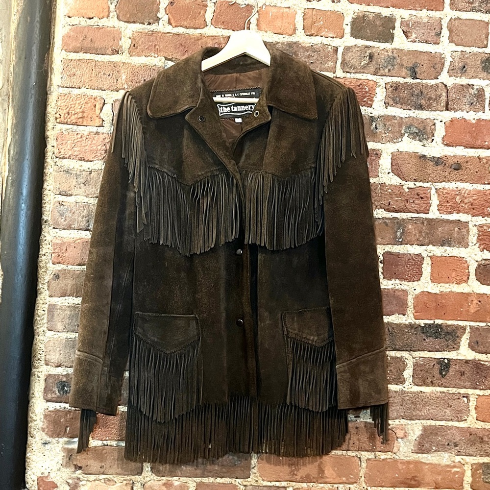Vintage Brown Suede Fringe Jacket